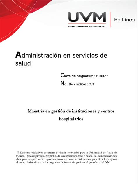 Administracion En Servicios De Salud Pdf Evaluación Planificación