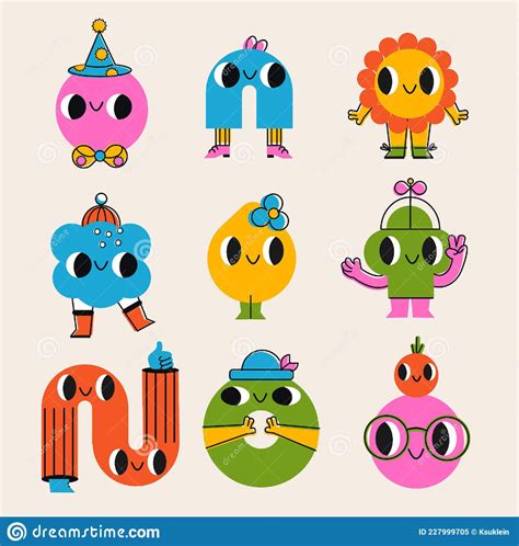 Collection of Abstract Cartoon Characters Vector Set