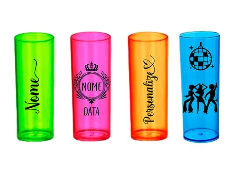 Copo Longdrink Festa Cores Neon Variedades Em Sublima O