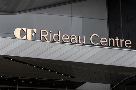 Rideau Centre Shopping Mall Entrance Sign In Downtown Of Ottawa Canada