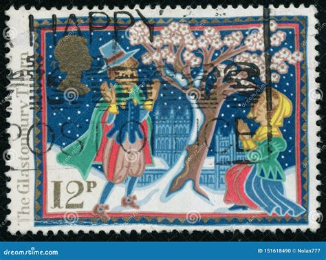 Vintage Stamp Printed In Great Britain 1986 Shows Christmas Editorial