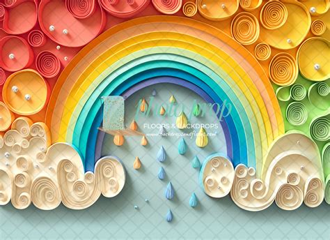 rainbow photography backdrop paper art  baby clouds bright