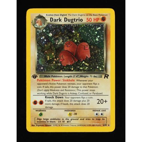 Dark Dugtrio Pokemon Team Rocket First Edition Holo Pristine