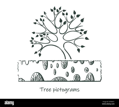 Logo árbol Pictogramas Mano Dibujado Tinta Bosquejo De Setos De