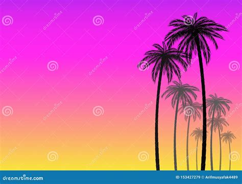 Fondo Del Verano Con La Silueta De La Palma De Coco Ilustración del