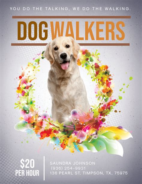 Modern Cute Dog Walking Flyer Template Postermywall