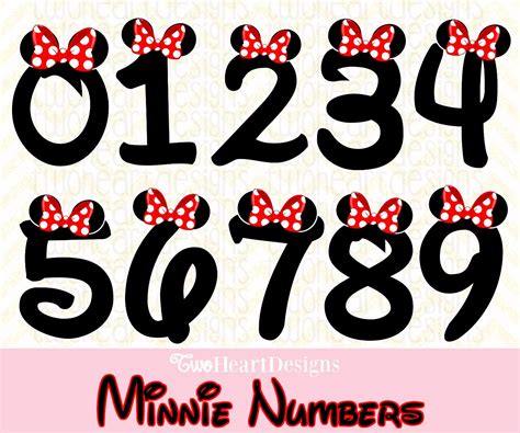 Minnie Mouse Numbers Red Bow Black Numbers By 2heartdesigns