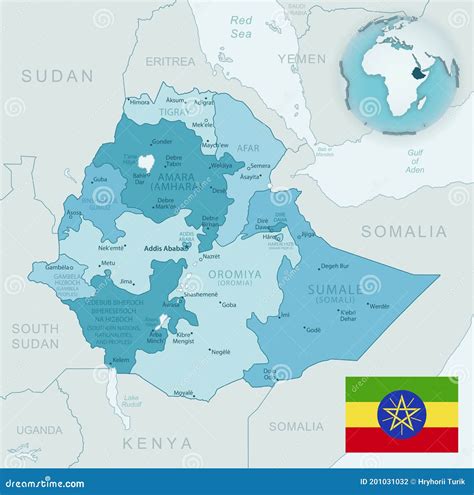 Ethiopia Administrative And Political Map Vector Illustration