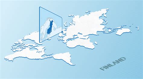 Mapa Mundial En Estilo Isométrico Con Mapa Detallado De Finlandia Mapa