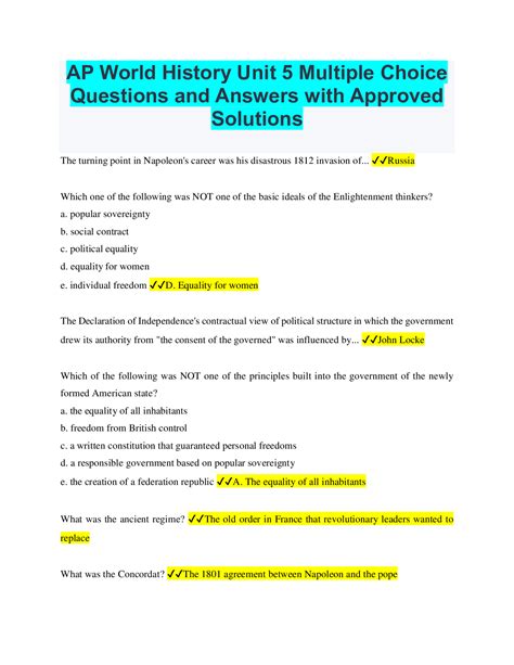 Ap World History Chapter 10 Test Questions And Answers 100 Pass