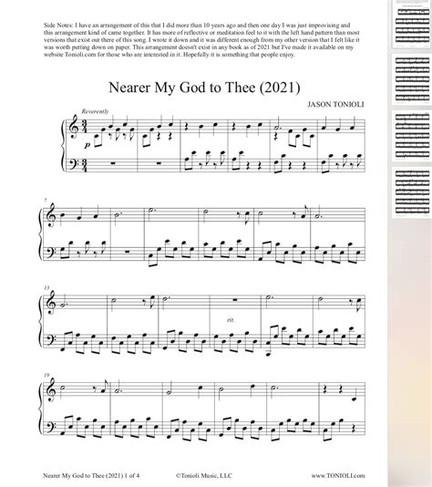 Nearer My God To Thee 2021 Arrangement Piano Solo PDF Sheet Music