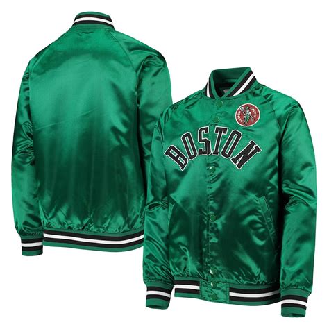 Full Snap Youth Hardwood Classics Boston Celtics Kelly Green Jacket