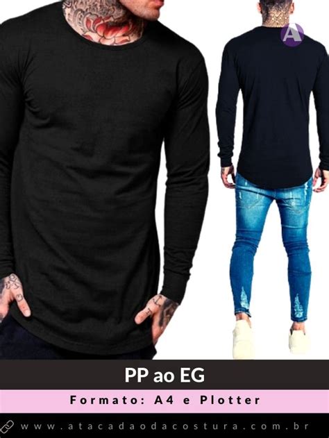 Molde Camiseta Longline Manga Longa Atacad O Da Costura