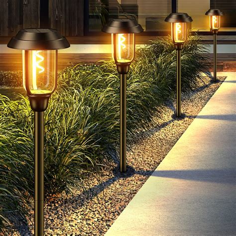 LETMY Solar Pathway Lights Outdoor 8 Pack Upgraded Outdoor Solar