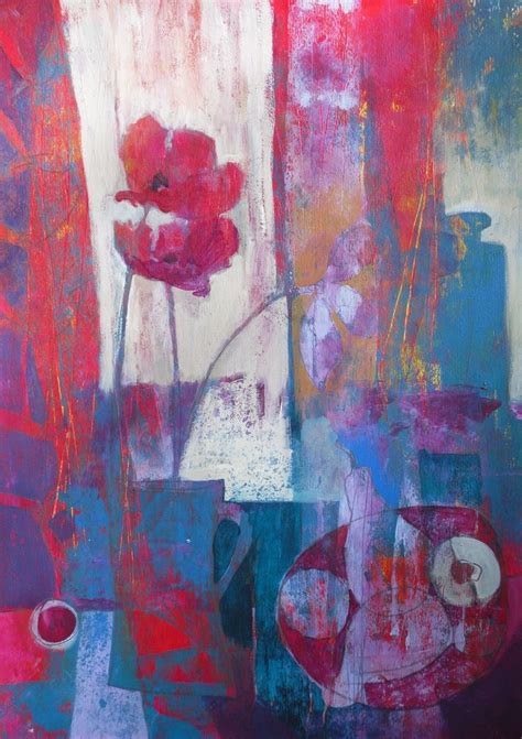 Poppy Heads Abstracted Still Life On Paper Cm X Cm Painting