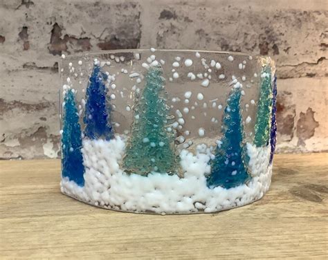 Fused Glass Tree Candle Screens Etsy