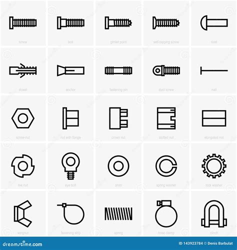 Fasteners Icons Stock Vector Illustration Of Strip 143923784