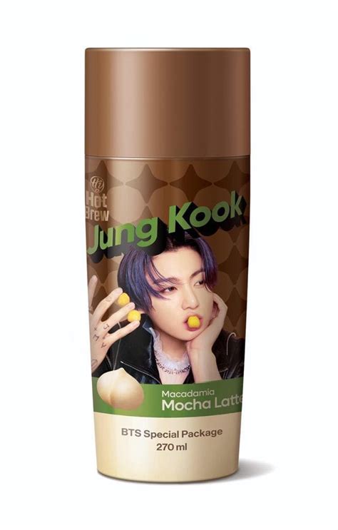 BTS Coffee Drink Hot Brew Macadamia Mocha Latte With BTS Member