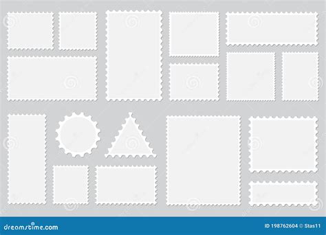 Conjunto De Sellos Postales En Blanco Con Sombra Ilustraci N Del Vector