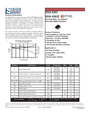 Sga Datasheet Pdf Sirenza Microdevices Rfmd Dc Mhz