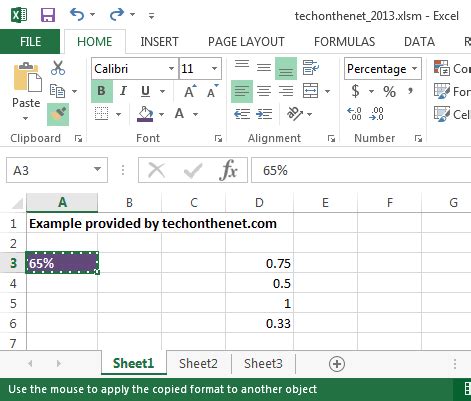 MS Excel 2013: Format Painter