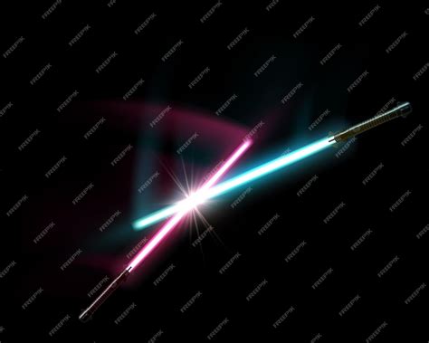 Premium Vector | Crossed red and blue light sabers are a symbol of duel ...