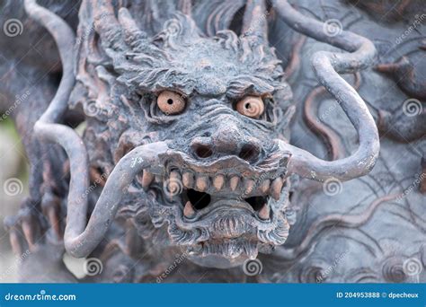 Detail of Japanese Dragon Statue Stock Photo - Image of mythical, closeup: 204953888