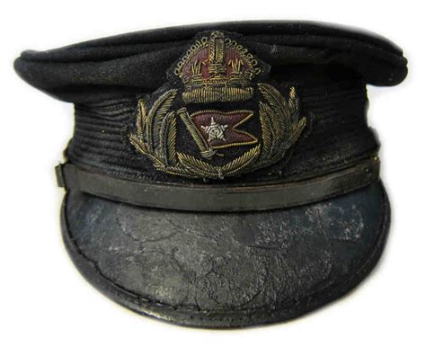 White Star Line Titanic Officers Cap Silver Co Aged