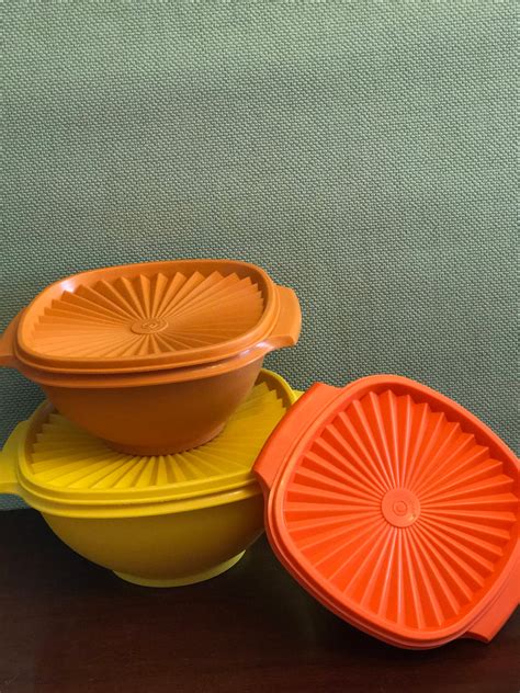 Vintage Tupperware Harvest Servalier Containers Orange And Yellow