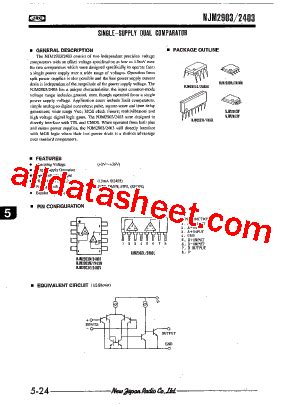 NJM2403M Datasheet PDF New Japan Radio