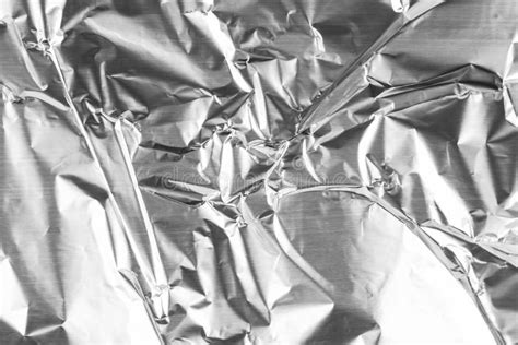 Abstract Crumpled Metal Aluminium Foil Texture And Background Stock