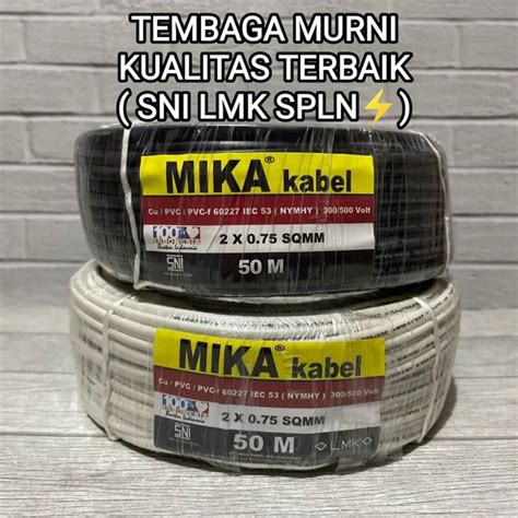 Jual MIKA KABEL SERABUT TEMBAGA NYMHY 2X0 75 OVAL GEPENG 50M FULL SNI