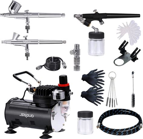 Amazon.com: SAGUD Airbrush Kit with Compressor, Air Brush compressor ...