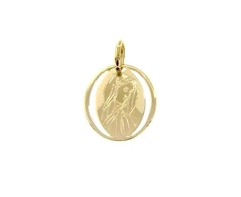 Pendentif M Daille Or Jaune K Vierge Marie Ovale Grav Longueur