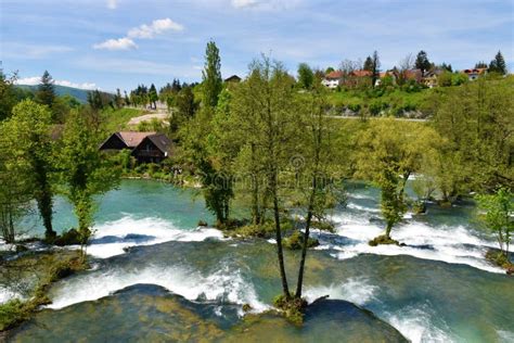 Falls In Korana River Flowing Through Slunj Town Stock Photo Image Of