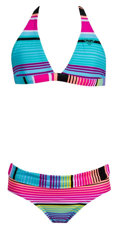 Roxy Girl Border 70s Halter 2 Piece Bikini Set Roxy Girls Cute