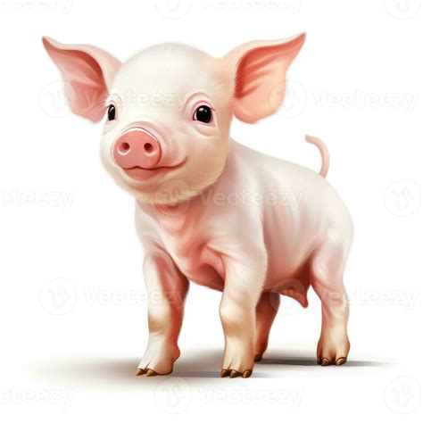 Adorable Pig Clipart on White Background AI Generated 29992083 Stock ...