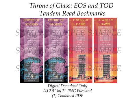 Throne Of Glass Tandem Read Bookmark Empire Of Storms And Tower Of Dawn Digital Download Etsy