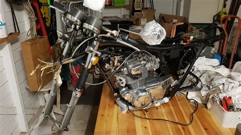 Made some progress today. Not a box of parts anymore! CB200 rust bucket