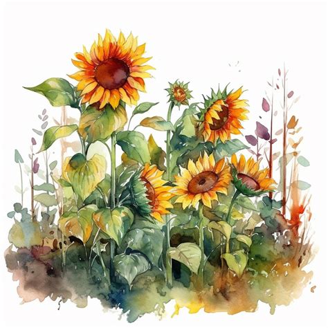 Premium AI Image | Watercolor painting of a sunflower