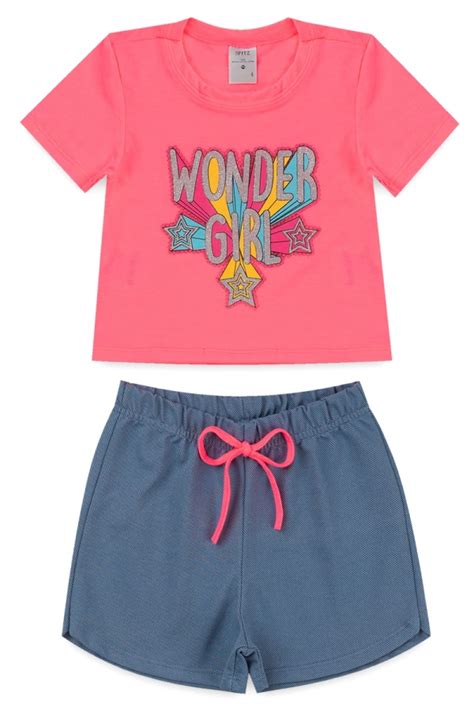 Conjunto Verão Menina Rosa Neon Girl Pink