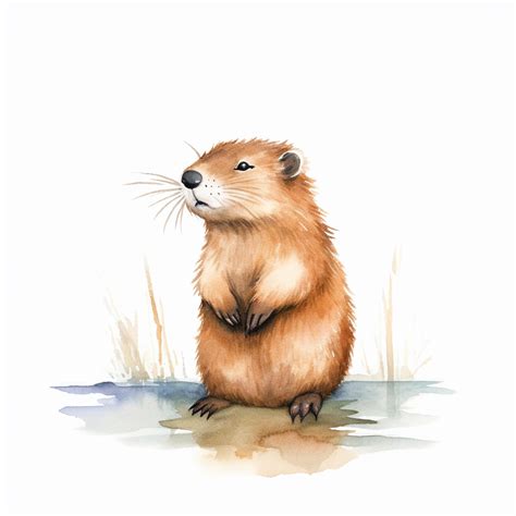 Premium Photo There Is A Watercolor Painting Of A Groundhog Standing