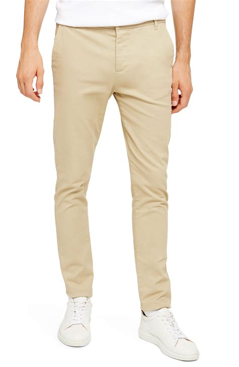 TOPMAN Cotton Stretch Skinny Fit Chinos In Stone Natural For Men Lyst