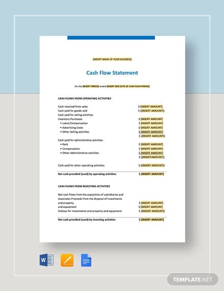 Cash Flow Statement - 10+ Examples, Format, Pdf