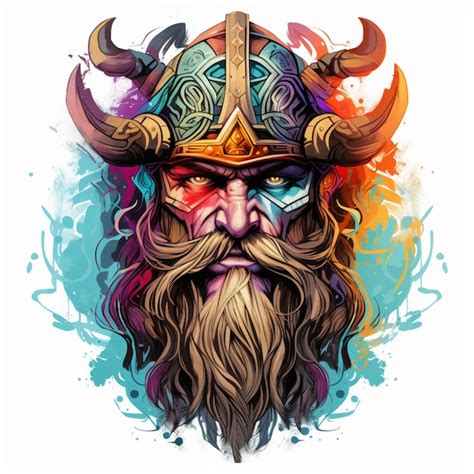 Premium Photo A Close Up Of A Drawing Of A Viking With A Beard And A