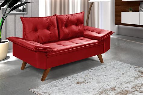 Conjunto De Sofa Bariloche 2 E 3 Lugares Essencial Estofados Vermelho