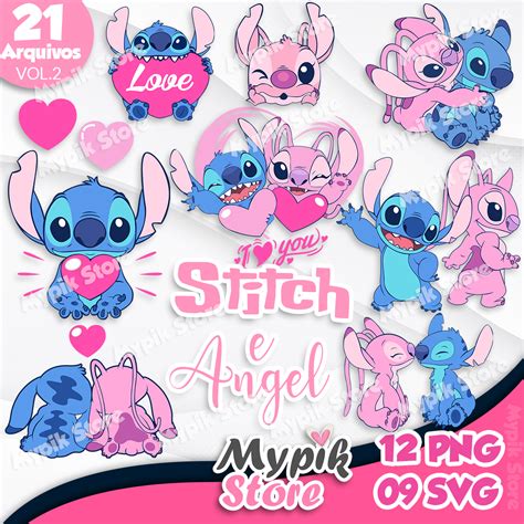 Imagem Stitch E Angel - Kit Digital Stitch e Angel imagens png e svg