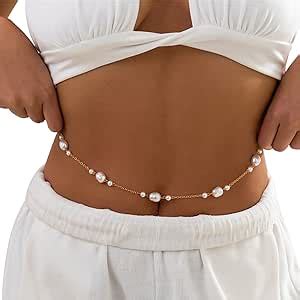 Amazon Cusmyre Bohemian Beads Belly Waist Chain Sexy Bikini Pearl Body Chain Summer Beach