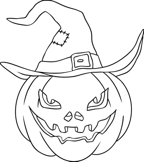 Smiling Pumpkin In A Witch Hat 10867345 Vector Art At Vecteezy