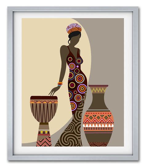 African Woman Art Black Girl Wall Decor Painting Etsy Afrikaanse